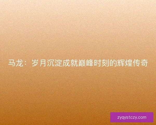 马龙：岁月沉淀成就巅峰时刻的辉煌传奇