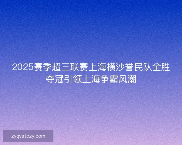 2025赛季超三联赛上海横沙誉民队全胜夺冠引领上海争霸风潮 2025赛季超三联赛上海横沙誉民队全胜夺冠引领上海争霸风潮