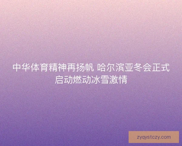 中华体育精神再扬帆 哈尔滨亚冬会正式启动燃动冰雪激情