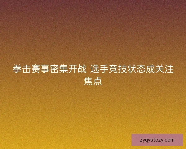 拳击赛事密集开战 选手竞技状态成关注焦点
