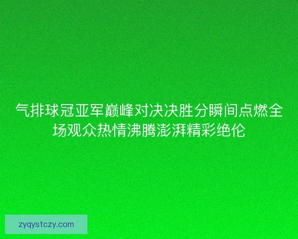 气排球冠亚军巅峰对决决胜分瞬间点燃全场观众热情沸腾澎湃精彩绝伦